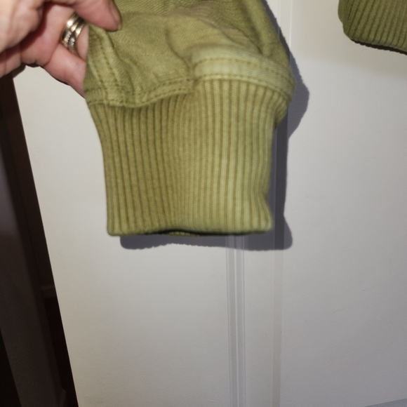 We The Free Army/Olive Green Carmen Moto Jacket With Hood Size S Sweatshirt Feel - Picture 7 of 16